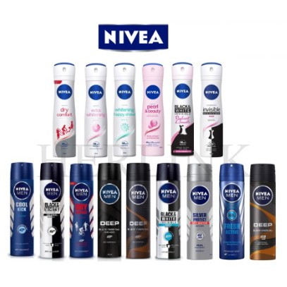 NIVEA Deodorant Spray 150ml | Men | Women | Extra Brightening | Black & White Invisible | Happy Shav
