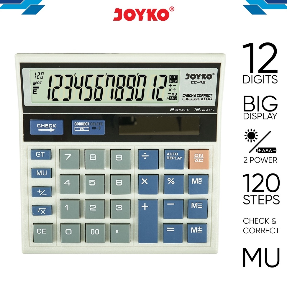 

KODE Y5X8 Calculator Kalkulator Joyko CC45 12 Digits Check Correct