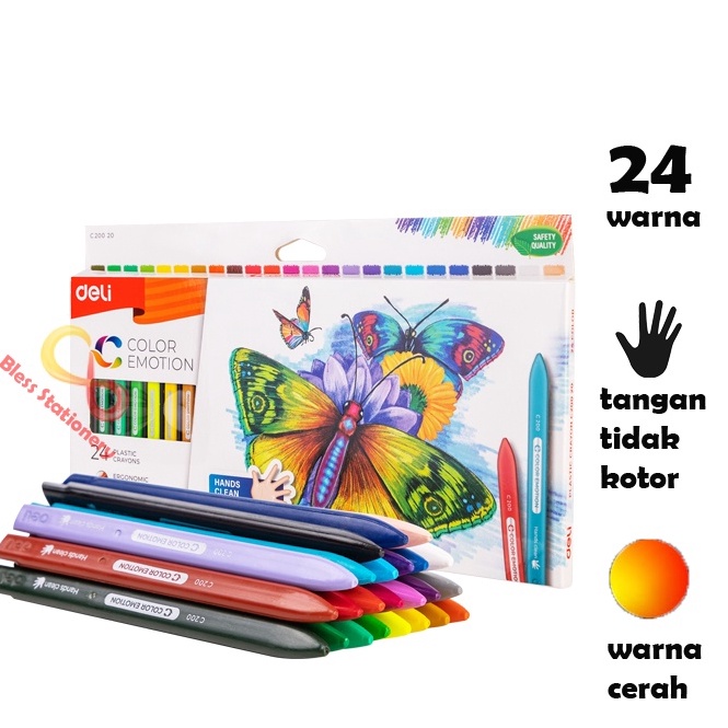 

KODE M9T2 Deli krayon plastik 24 warna anak sekolah plastic crayon EC22