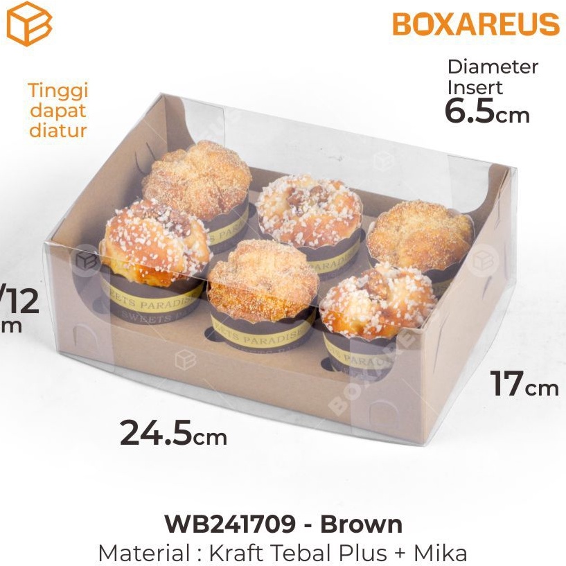 

KI3 BOX CUPCAKE ISI 6 Packaging Muffin Kotak Bolu Kue Roti WB24179 1 pcs