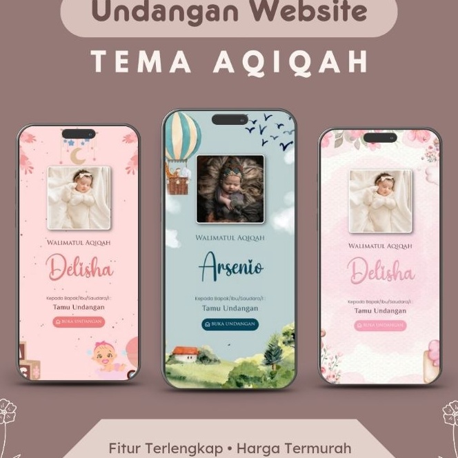 HJ6 TEMA AQIQAH  Undangan Digital Website Aqiqah Akikah Bayi Baby Anak