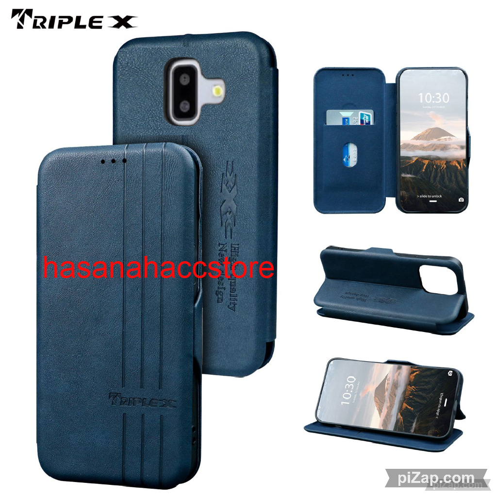 CASE UNTUK HP SAMSUNG J6 PLUS CASE FLIP KULIT DOMPET MOTIF LEATHER WALLETE