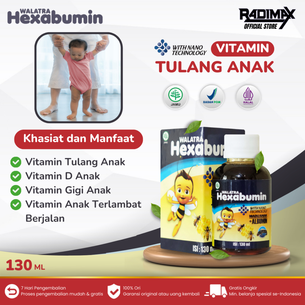 Vitamin Tulang untuk Anak, Vitamin D Anak, Vitamin Anak Terlambat Jalan, Vitamin Gigi Anak Hexabumin