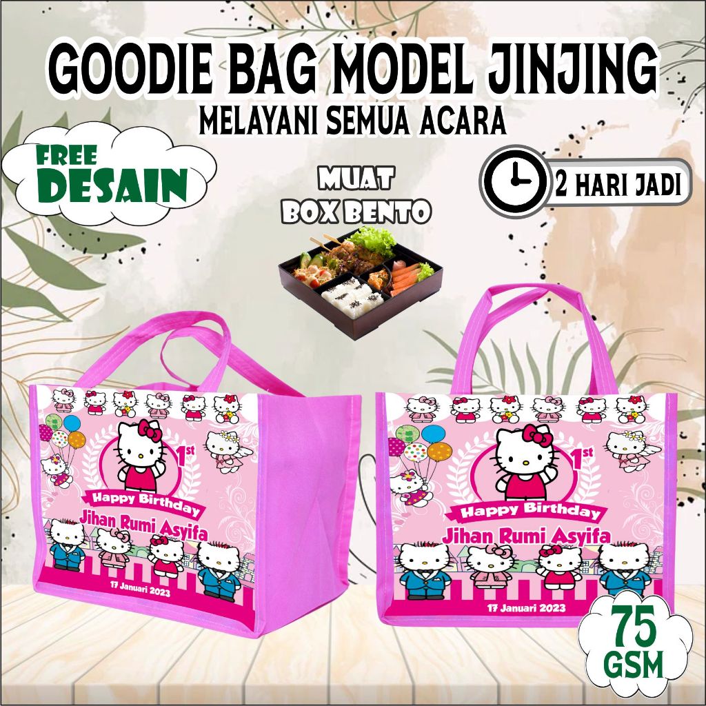 

TAS HELLO KITTY BENTO/goodie bag custom/goodie bag ulang tahun anak /tas souvenir/tas goodie bag