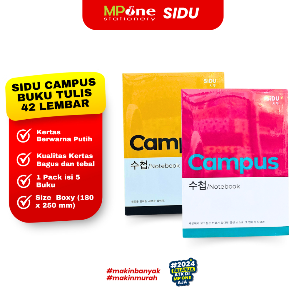 

SIDU CAMPUS 42 (1 PACK) BUKU TULIS SEKOLAH UKURAN BOXY
