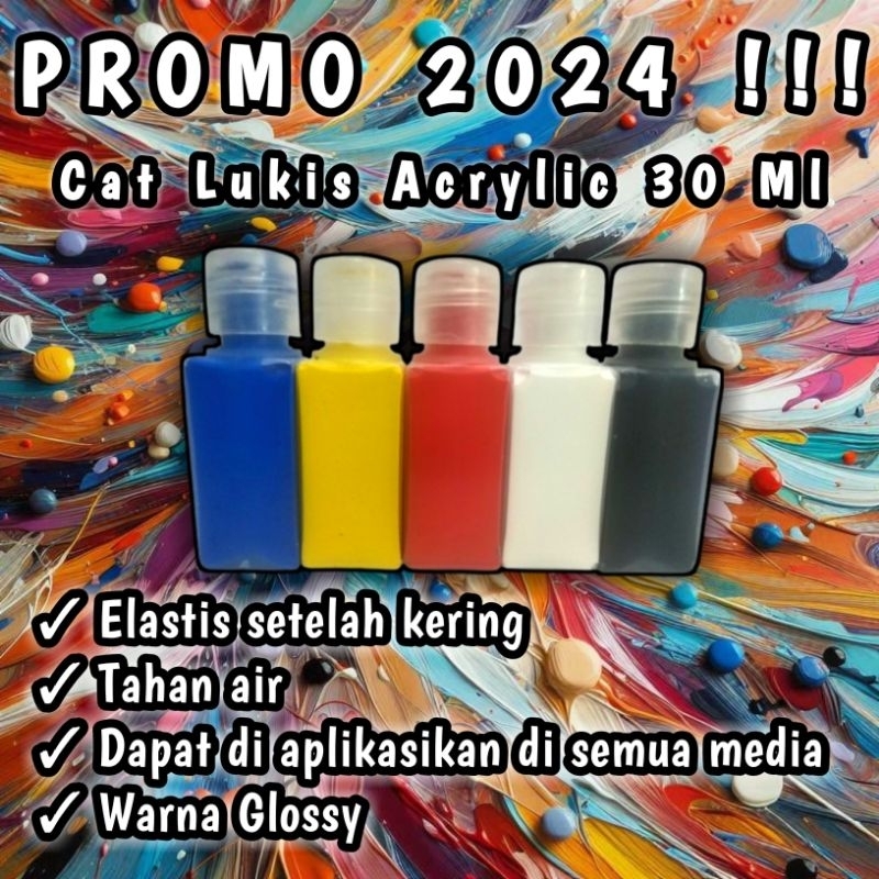 

primo cat lukis akrilik acrylic AADC 1 set isi 5 warna primer : merah, kuning, biru, hitam, putih
