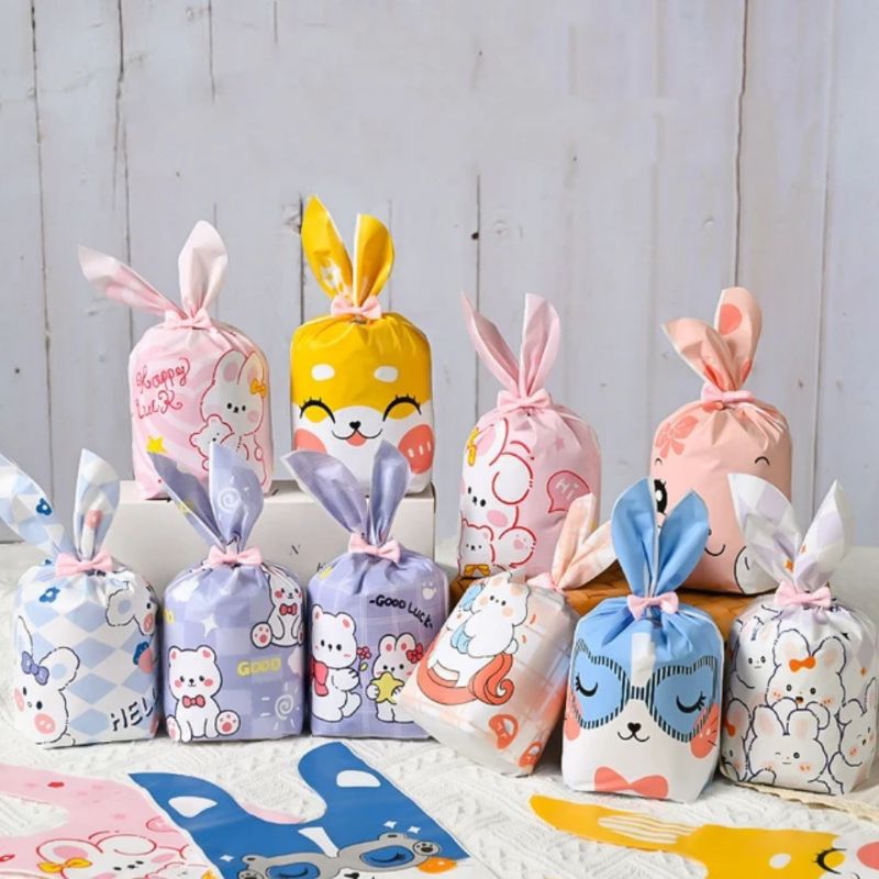 

10pcs Plastik rabbit pembungkus kue/ cookies/ goodie bag SMALL/ KAWAT PITA
