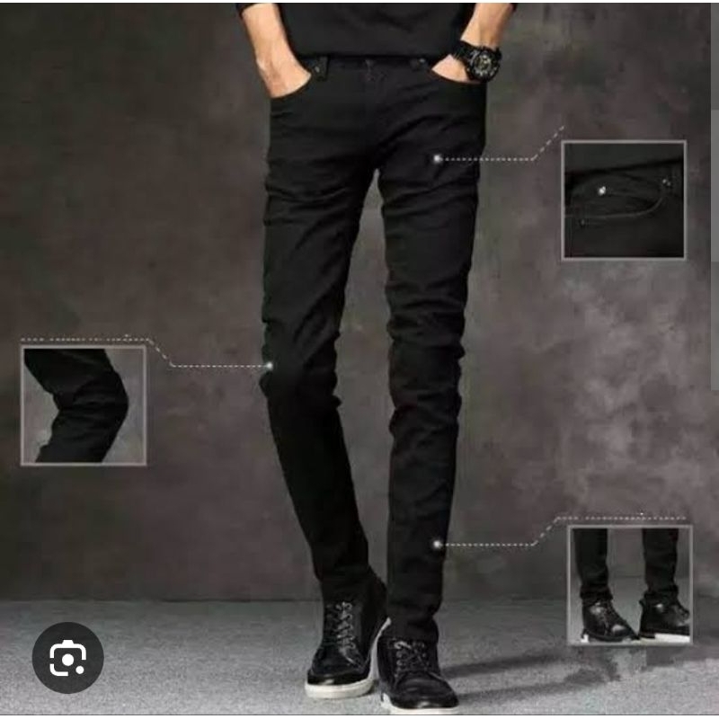 KAIN KILOAN JEANS TEBAL ELASTIS HITAM