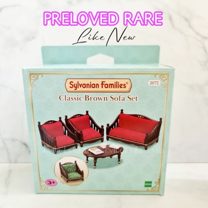 Preloved Rare Sylvanian Families Classic Brown Sofa Set