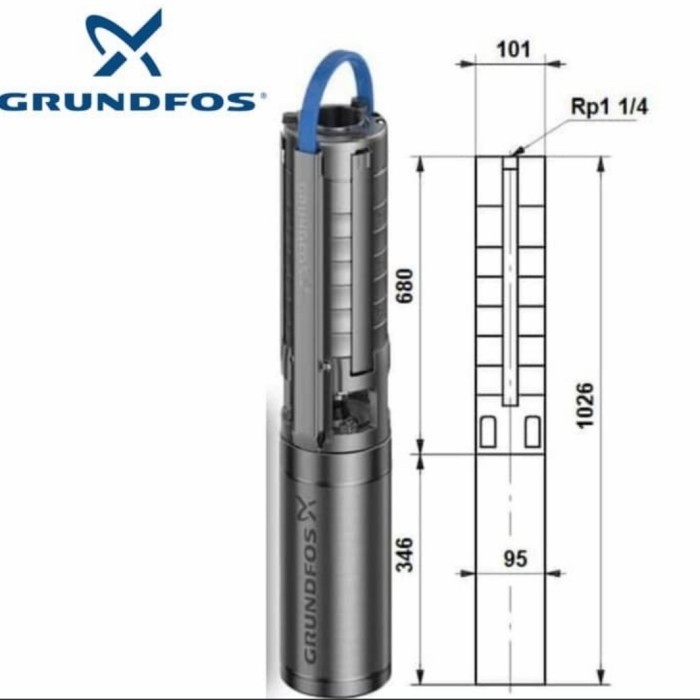 Pompa Satelit GRUNDFOS SP 3A-25 2HP 1Phase Pompa Air Submersible 4"