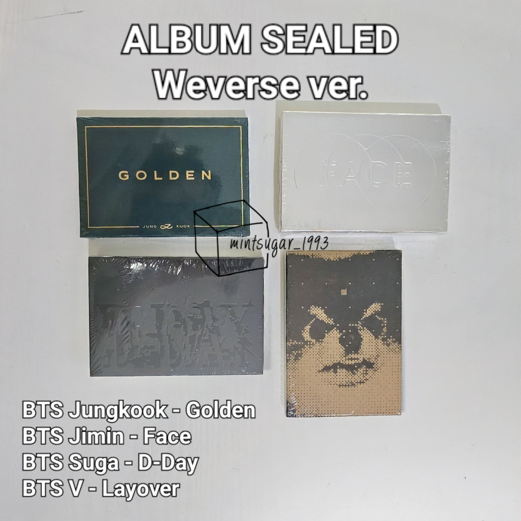 [ READY STOCK SEALED NEW OFFICIAL ] JUNG KOOK - GOLDEN | JIMIN - FACE | SUGA  AGUST D - D-DAY | V - 