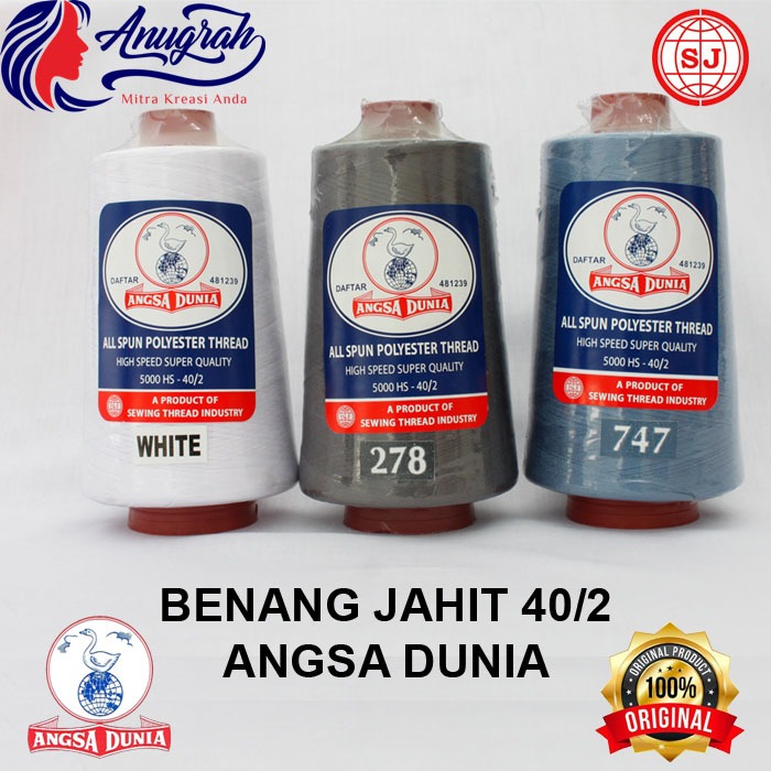 Benang Jahit Polyester 5000 Yard / 4572 Meter 40/2 Merek ANGSA DUNIA / CONES