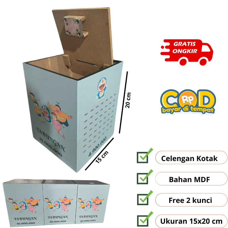 CELENGAN TARGET ANAK MOTIF DORAEMON CELENGAN TARGET 10 JUTA 20 JUTA 30 JUTA CELENGAN TARGET KUNCI JU