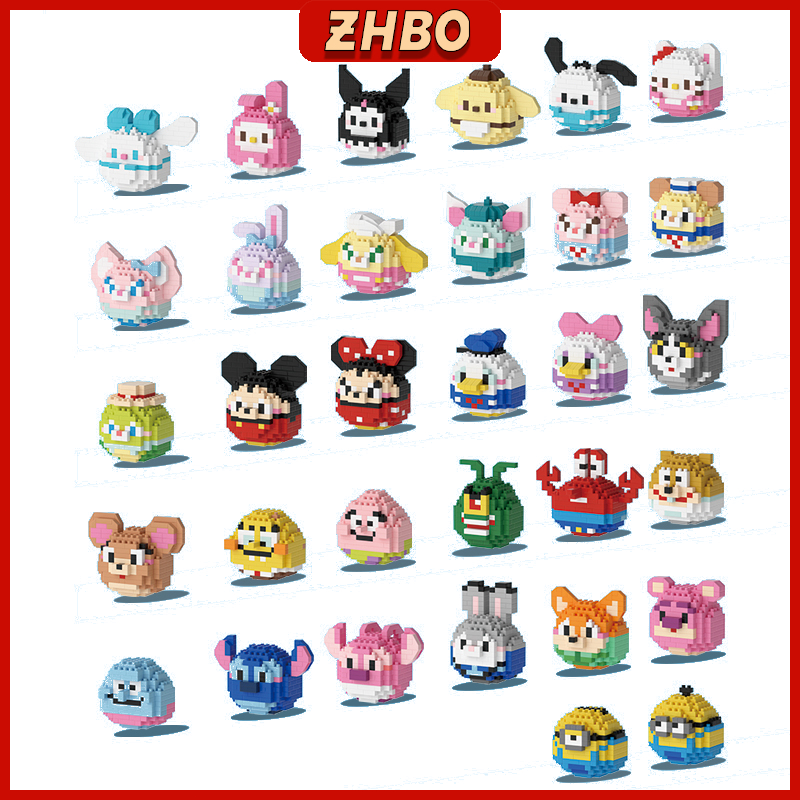 ZHBO Mainan Edukasi Brick Mini Kuromi Nano Block DIY Sanrio Mainan Balok Mainan Anak Perempuan