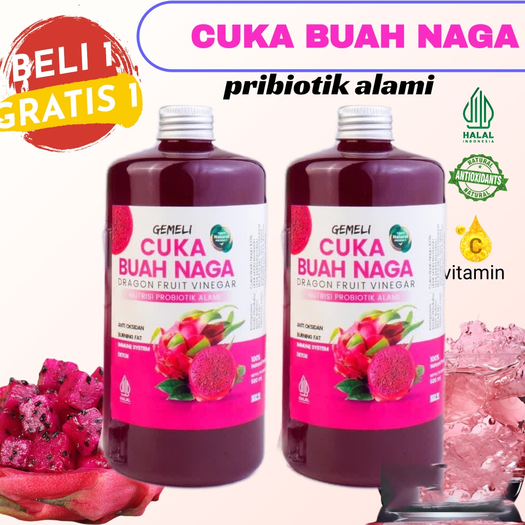

Neo Beli1Gratis1! Cuka Buah Naga 2pcs 500ml - Cuka Naga Prebiotik 500ml - Probiotik alami- Probiotics