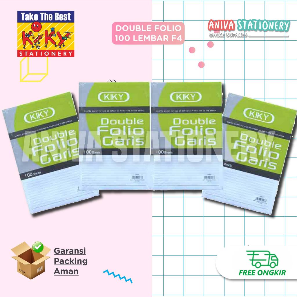 

KIKY KERTAS DOUBLE FOLIO BERGARIS 1 PACK = 100 LEMBAR