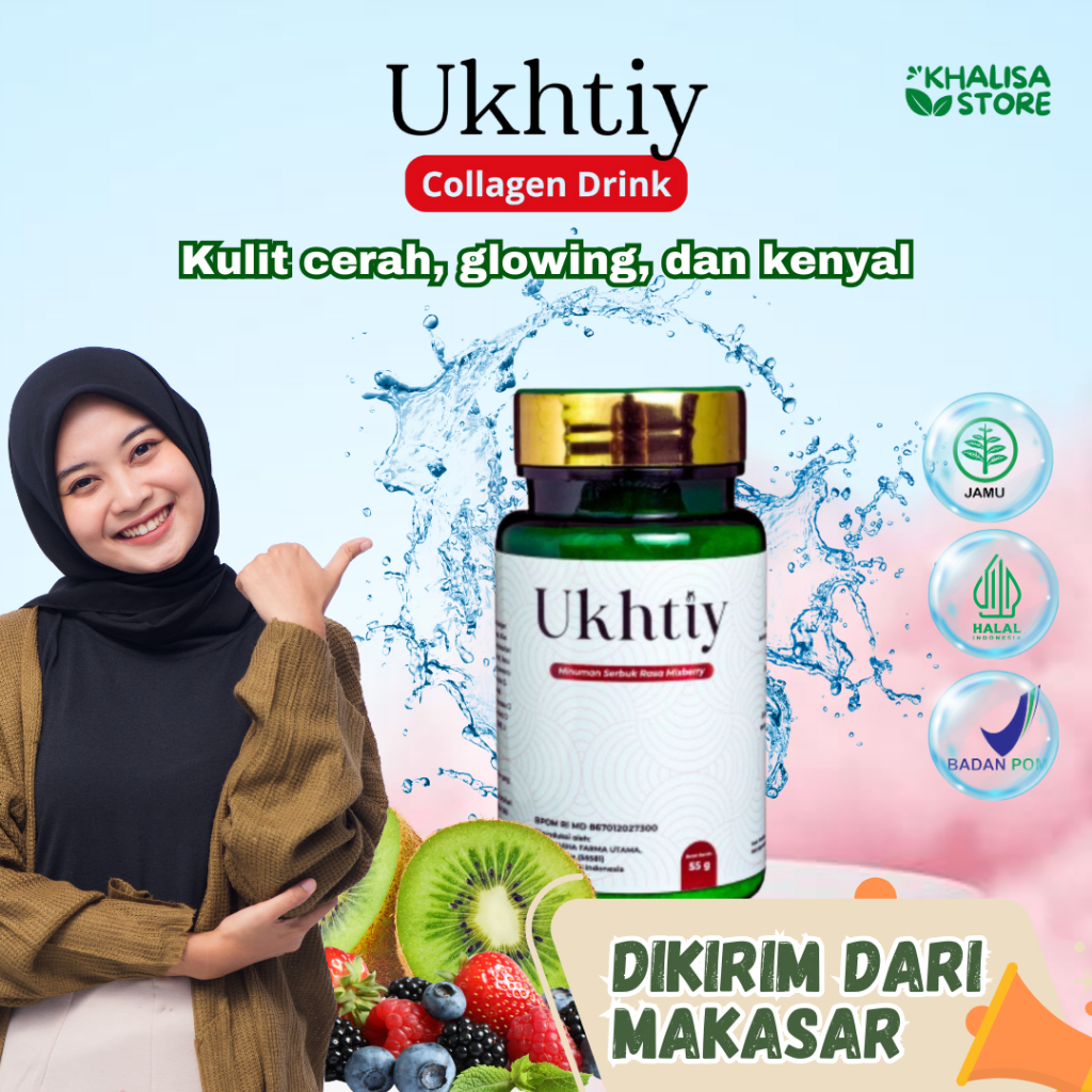 

UKHTIY - Minuman Kolagen - Suplemen Kulit No. 1 di Indonesia - Membantu Memutihkan Kulit, Mencerahkan Seluruh Badan, Memudarkan Flek Hitam dan Mencegah Timbulnya Jerawat Aman Busui dan Bumil 100% Original HALAL BPOM