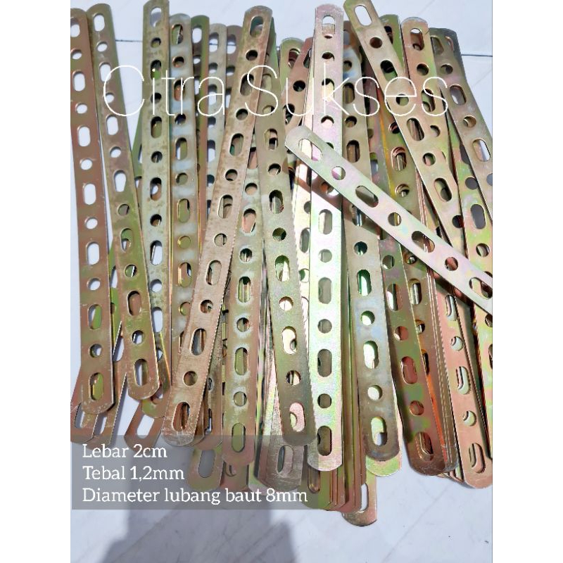 Braket Besi tebal 1,2mm / Plat besi Lubang serbaguna panjang 30cm