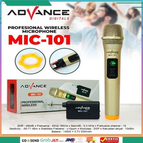 Advance Mic Karaoke Mikrofon Original Wireless Mic 101pro Microphone Profesional Mic Wireless Gold G
