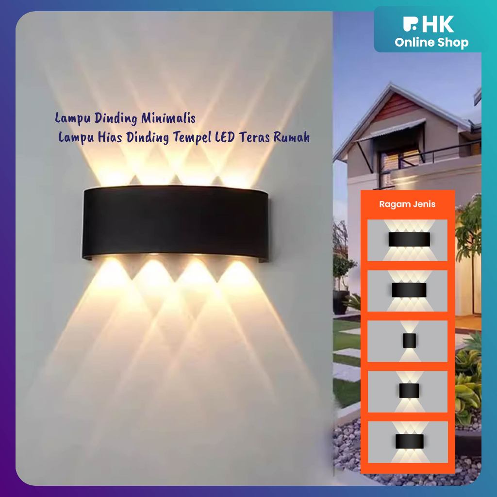 HK-Lampu Dinding Minimalis / Lampu Hias Dinding Tempel LED Teras Rumah