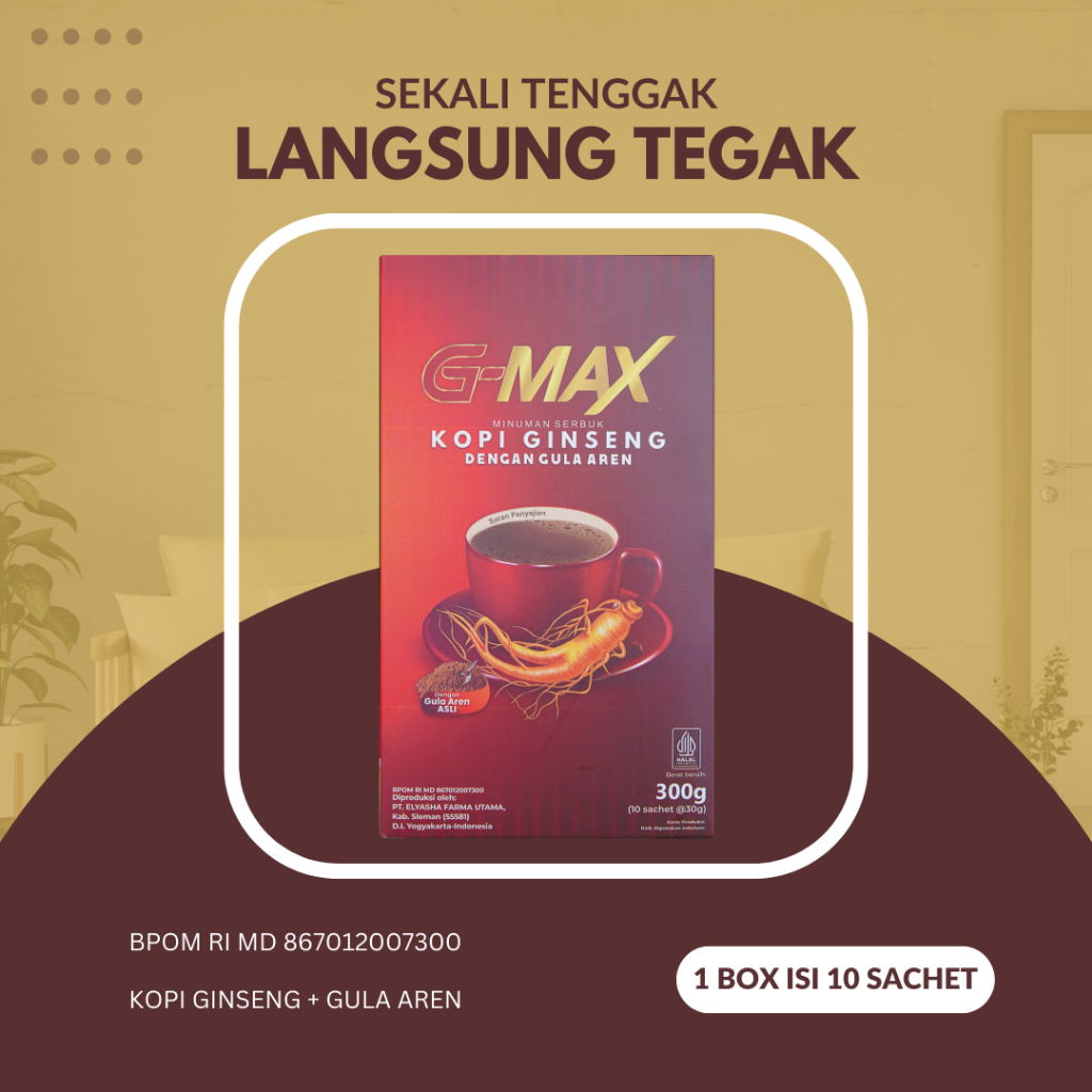 

Kopi Gmax Kemasan Sachet - Coffe G-MAX Kopi Ginseng Stamina Pria Dewasa Kuat Tahan Lama