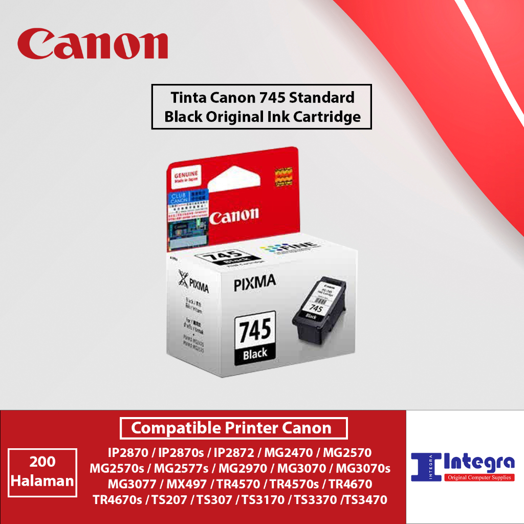 Tinta Canon 745 Standard Size Black Original Tinta Printer Canon MG2570S TS207 TS307