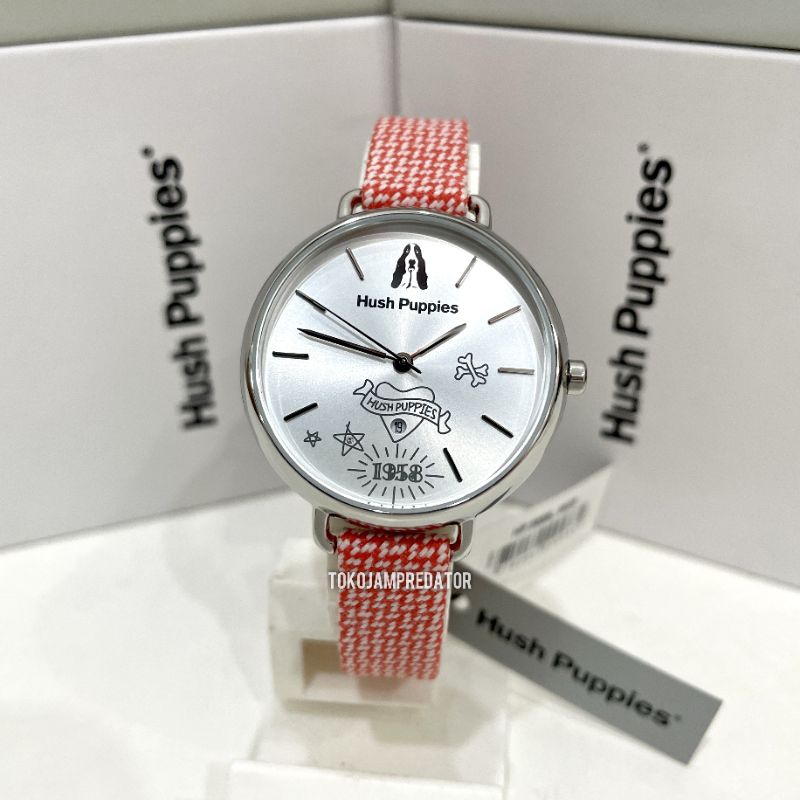 JAM TANGAN WANITA HUSH PUPPIES HP.3889L.9509 PINK SILVER ORIGINAL