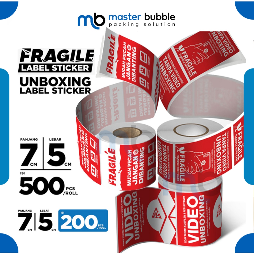 

Stiker Sticker Fragile Unboxing 200pcs dan 500pcs Per Roll Rusfet ALL VARIAN - Harga Satuan