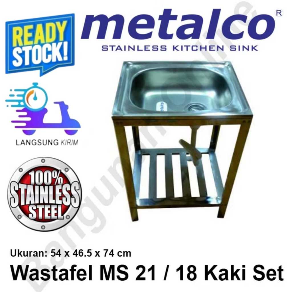 Bak Cuci Piring Wastafel Sink Stainless Steel Metalco MS 21/18 21 18 21-18 Kaki Set