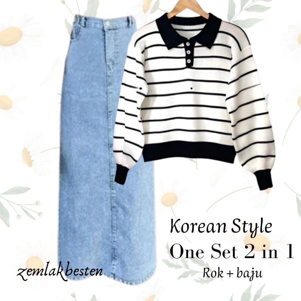[MURAH]outfit set|2in1 one set korean style|Outfit Kuliah korean style|Setelan Wanita|Outfit remaja 