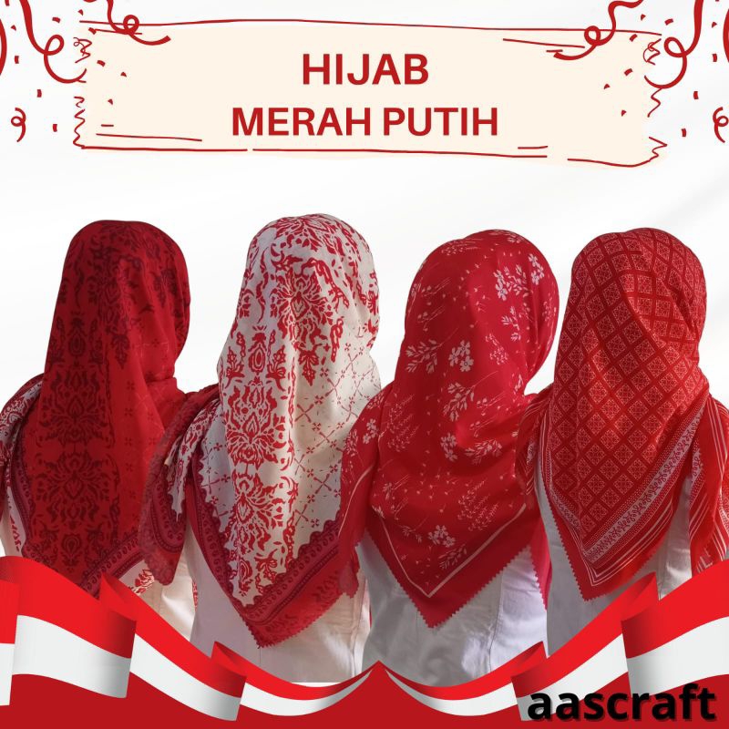 Hijab kemerdekaan merah putih voal premium laser cut