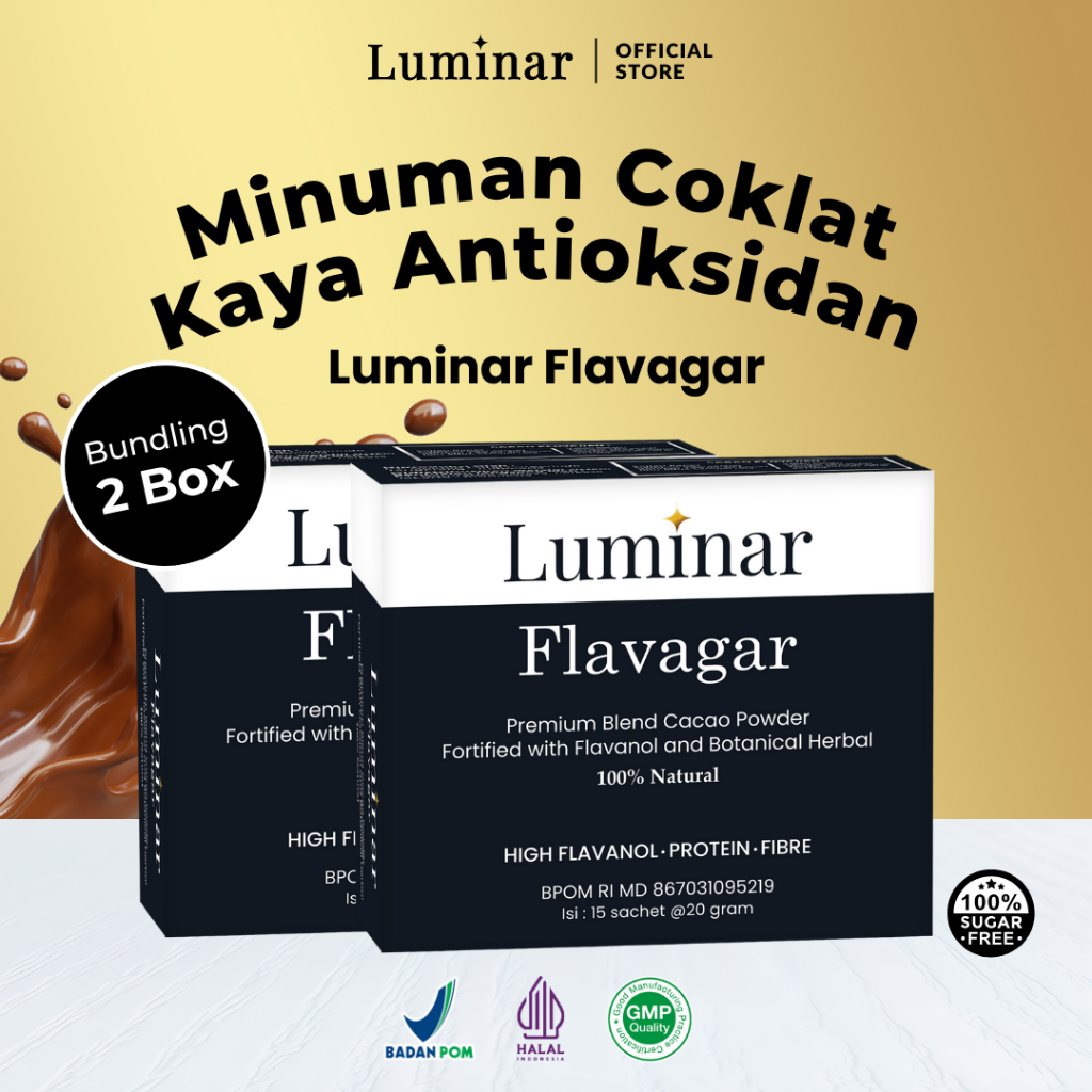 Luminar Flavagar Bundling - Minuman Coklat Tinggi Flavanol Antioksidan Sugar Free (2 Box - 30 Sachet