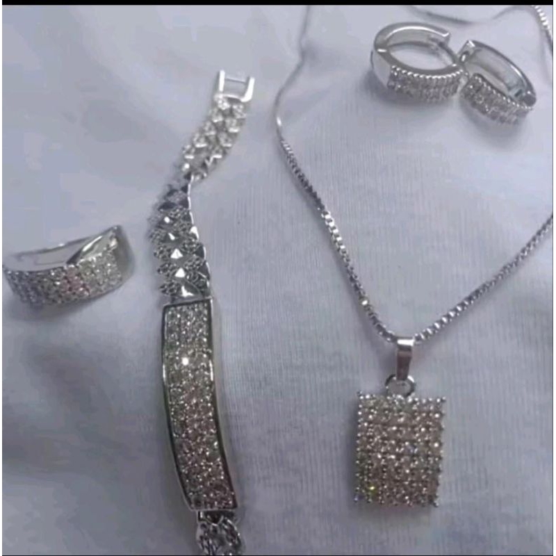 set perhiasan dewasa titanium aksesoris Silver