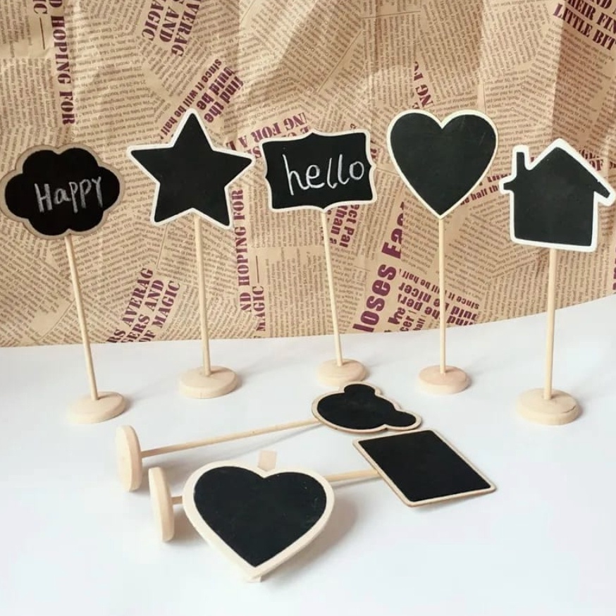 

1 PC Mini Chalkboard Papan Tulis for Party Buffet Labels With Stand c Z1K3