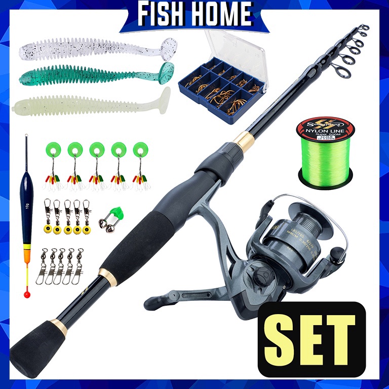 Sougayilang Joran Pancing Set 18M24M Fishing Rod Teleskop Design Carbon Fiber Joran Pancing And Gear