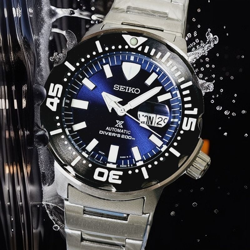Jam Tangan Seiko Prospex Monster Blue Dial Ring Black Automatic Original