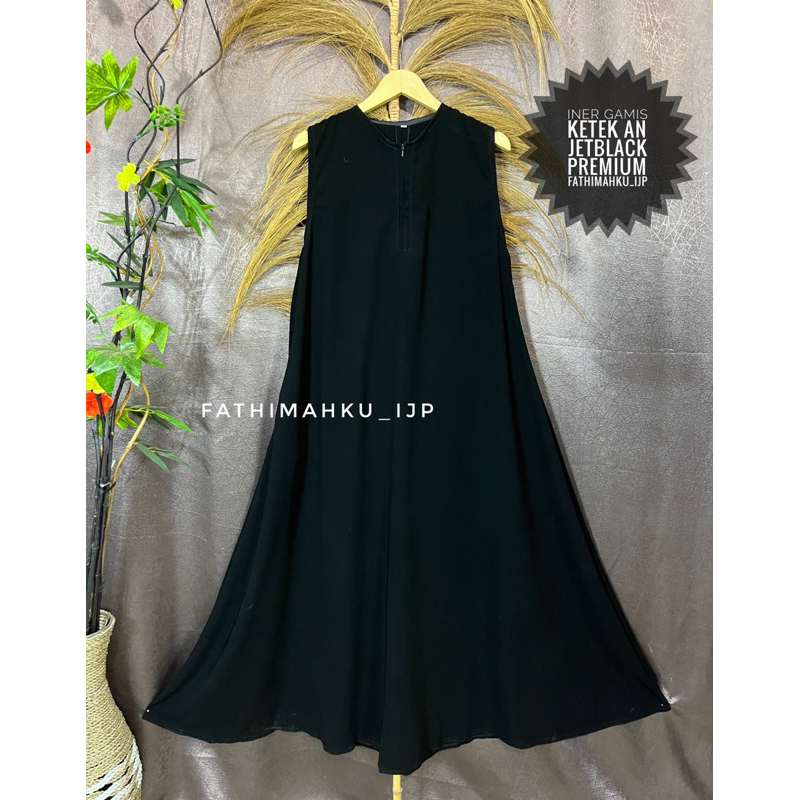 INER ABAYA KETEK AN GAMIS JETBLACK/Iner Gamis hitam Tanpa Lengan murah by fathimahku
