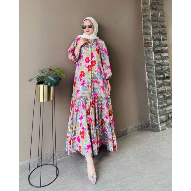Gamis Rayon Premium Motif Bunga