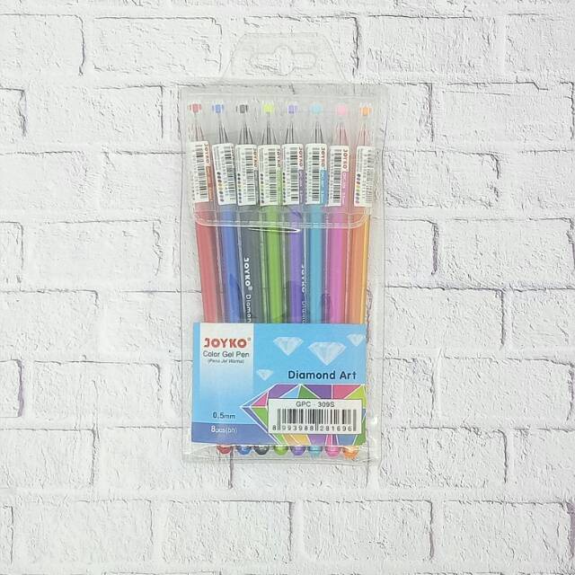 

BARANG ORIGINAL Bolpen Gel Set Diamond Art Joyko 5 mm 8 warna GPC 39S