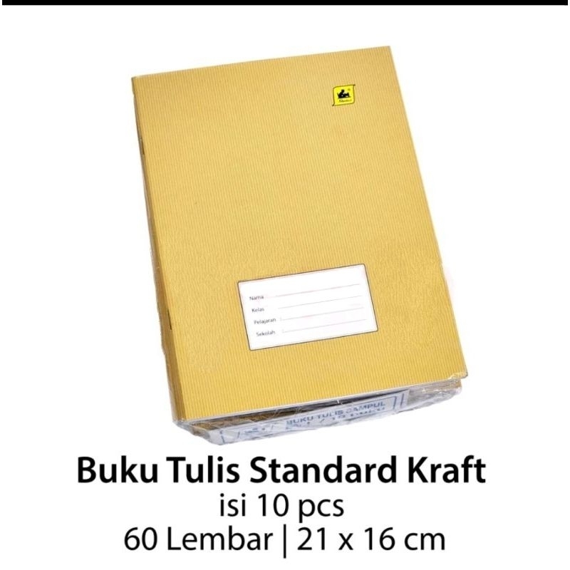 

Buku Tulis Pendek Kraft Standard 60 Lembar (1 Pack Isi 10 Buku) | Cover Sampul Coklat