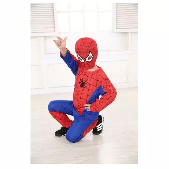SETELAN BAJU ANAK SPIDERMAN FREE TOPENG KAIN