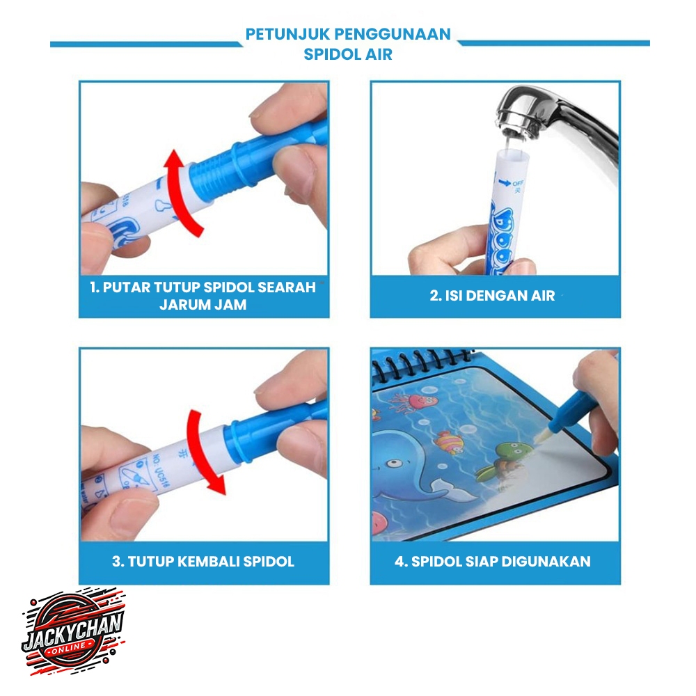 

JC Magic Water Book Buku Gambar Anak Mewarnai Ajaib Pen Water Drawing