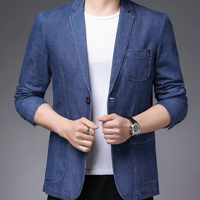 Gila blazer sean OT blazer pria santai jeans