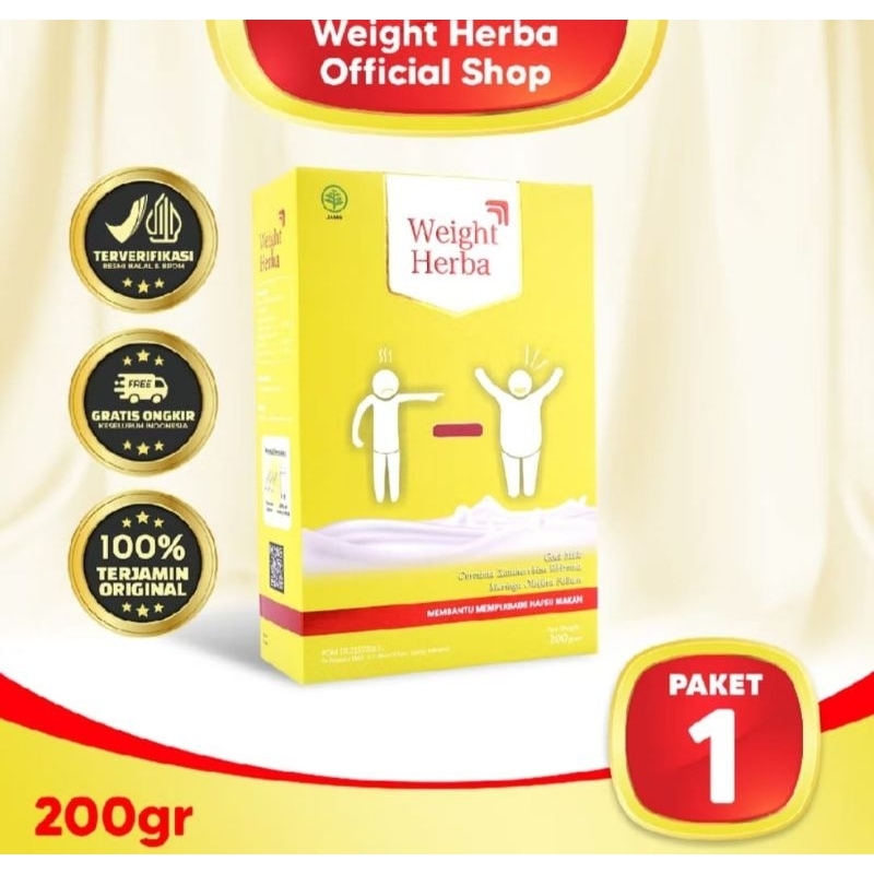 

Weight Herba 1 Box - Susu Herbal Penambah Nafsu Makan & Penggemuk Berat Badan 200gr