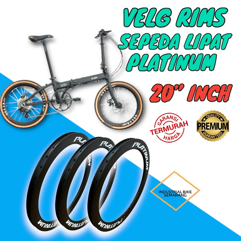 ( PLATINUM / 36H / 20 inch / 4CM ) Velg Rim Rims Sepeda Lipat BMX Minion 20 inch Murni 406 alloy Alu