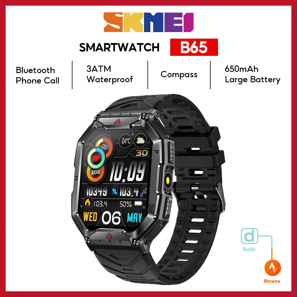 Skmei B65 Smartwatch Pria Jam Tangan smartwatch Anti Air 3ATM HD Bluetooth Call Sport Fitness Tracke