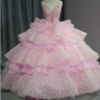 Pink Sleeve Crystal Beading Ball Gown Quinceanera Dresses