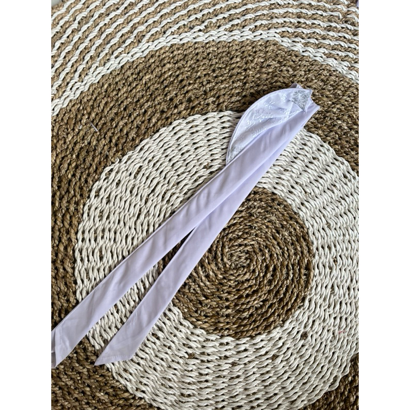 pre order udeng anak putih bahan katun jadi dan setengah jadi