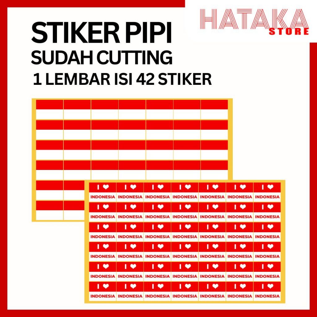 

(1 Lembar 42pcs) Stiker Pipi Bendera Tempel Pipi Merah Putih Merah Putih Termurah Lengket tidak Mudah Lepas Harga Paketan MURAH Lembaran Sudah Cutting