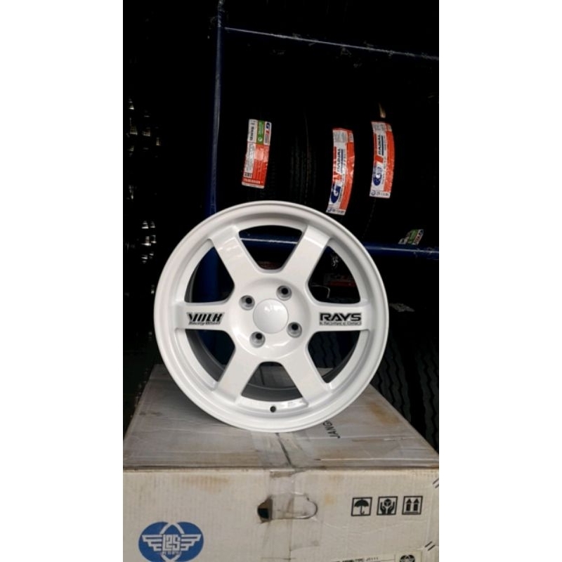 te37 ring 15 lebar 6.5 et40 pcd 4x100 white
